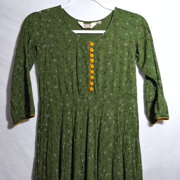 Tissu Women's Rayon Green & Black Floral Printed Kurta 3/4 Sleeves Size Small - Picture 2 of 8